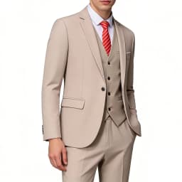 ( Blazer + Vest + Pants ) Men's Suit Slim 3 Pieces Set Solid Wedding Party Prom Groom Best Male Formal Business Suit