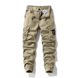 2026 Men's Baggy Cargo Pants 97%Cotton Work Trousers Multi-Pocket Casual Sports Pants Elastic Waist Outdoor Overalls Trousers