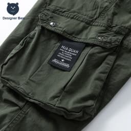 2026 Men's Baggy Cargo Pants 97%Cotton Work Trousers Multi-Pocket Casual Sports Pants Elastic Waist Outdoor Overalls Trousers