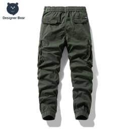 2026 Men's Baggy Cargo Pants 97%Cotton Work Trousers Multi-Pocket Casual Sports Pants Elastic Waist Outdoor Overalls Trousers