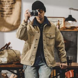 2024 autumn and winter American retro overalls male color contrast loose fashion brand casual jacket