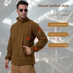 Football Cap Fleece Outdoor Cycling Hiking Fishing, Camping Sport, Stand-up Collar Fleece Jacket, Tactical Warm-weather Coat
