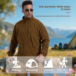 Football Cap Fleece Outdoor Cycling Hiking Fishing, Camping Sport, Stand-up Collar Fleece Jacket, Tactical Warm-weather Coat