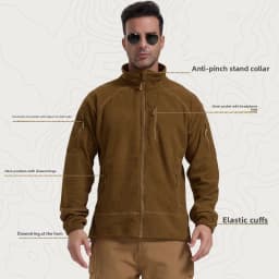 Football Cap Fleece Outdoor Cycling Hiking Fishing, Camping Sport, Stand-up Collar Fleece Jacket, Tactical Warm-weather Coat