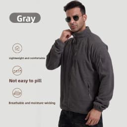 Football Cap Fleece Outdoor Cycling Hiking Fishing, Camping Sport, Stand-up Collar Fleece Jacket, Tactical Warm-weather Coat