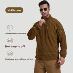 Football Cap Fleece Outdoor Cycling Hiking Fishing, Camping Sport, Stand-up Collar Fleece Jacket, Tactical Warm-weather Coat