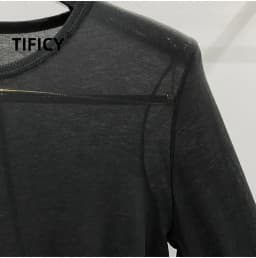 High Street Cotton T-shirts Tops Men's Style | Autumn/Winter Thin Dark Knitted Base Long Sleeve Casual Tshirt TEE Shirt