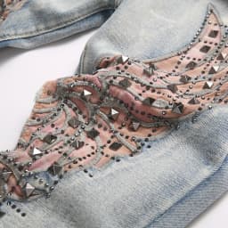 Men's Wing Patch Boot Cut Jeans Rivet Crystal Slim Flared Pants Embroidery Vintage Blue Denim Trousers