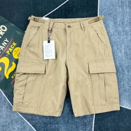 Men's Heavyweight 100% Cotton American Vintage Washed Cargo Shorts Summer Japanese Streetwear Multi-Pocket Mid-Length Workwear