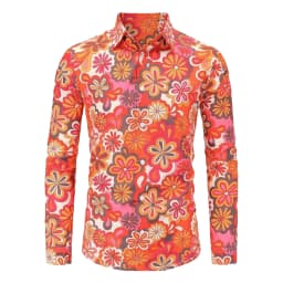 2024 New New Men's Vintage 80s Hip Hop Outfit Vintage Print Long Sleeve Shirt Halloween Carnival Disco Party Costume Top
