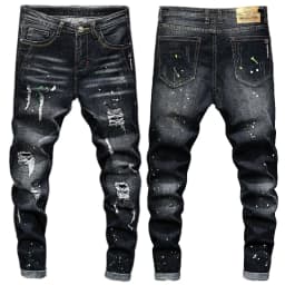 Black Slim Fit Cargo Pants Men's Streetwear Jeans Denim Trousers Korean Fashion Baggy Jeans Homme for Men
