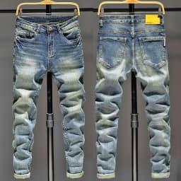 Black Slim Fit Cargo Pants Men's Streetwear Jeans Denim Trousers Korean Fashion Baggy Jeans Homme for Men