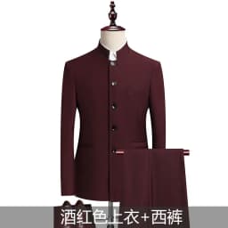 Suit (Blazer+ Pants) Men's Fashion Gentleman Business Outdoor Standing Collar Gentleman Wedding Work Slim Casual MAO Suit