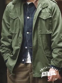 Maden M65 Vintage Coat Parka Cotton Standard Conventional Size Multi Pocket Slim Green Field Jacket for Men's Spring and  Autumn