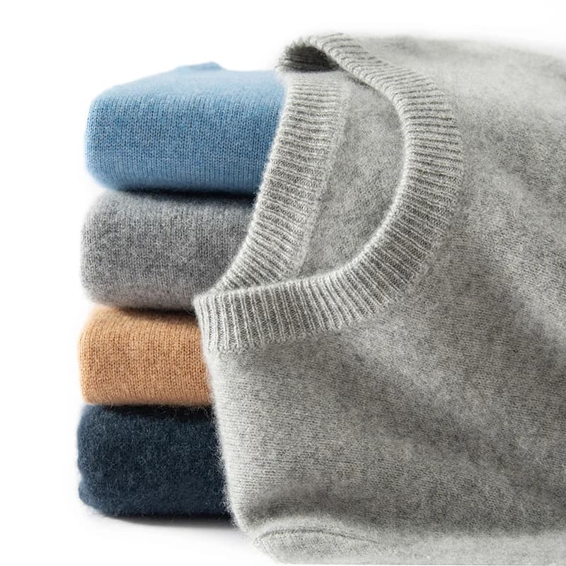 2025 New Autumn 100% Cashmere Sweaters Men O-Neck Knit Pullover Winter Thickened Long Sleeve Casual Tops Men's Bottoming Sweater