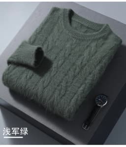 Winter New Men's Thickened Sweater Mink Cashmere Sweater Pullover Round Neck Twisted Large Size Casual Underlay Knitted Warm Top