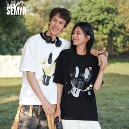 Semir Men Tshirt Cotton Printed Knit Casual Couple Style Fashion Top 2026 Summer Soft Breathable Daily Casual Wear Top