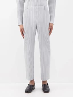 Miyake Pleated Men Trousers Baggy Straight Pants Fashion Casual Pants Japanese Style Miyake Pleated Pants