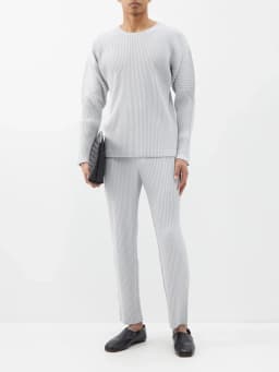 Miyake Pleated Men Trousers Baggy Straight Pants Fashion Casual Pants Japanese Style Miyake Pleated Pants