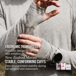 Men's Merino Wool Blend Base Layer Long Sleeve Shirt Lightweight Breathable Athletic Top for Hiking Running Quick Dry Outdoor