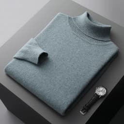 Autumn and winter new 100% pure merino wool pullover men's turtleneck cashmere sweater thickened warm loose solid color top