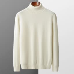 Autumn and winter new 100% pure merino wool pullover men's turtleneck cashmere sweater thickened warm loose solid color top
