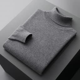 Autumn and winter new 100% pure merino wool pullover men's turtleneck cashmere sweater thickened warm loose solid color top