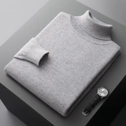 Autumn and winter new 100% pure merino wool pullover men's turtleneck cashmere sweater thickened warm loose solid color top