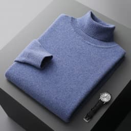 Autumn and winter new 100% pure merino wool pullover men's turtleneck cashmere sweater thickened warm loose solid color top