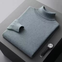 Autumn and winter new 100% pure merino wool pullover men's turtleneck cashmere sweater thickened warm loose solid color top