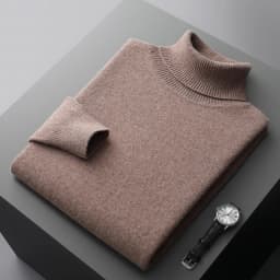 Autumn and winter new 100% pure merino wool pullover men's turtleneck cashmere sweater thickened warm loose solid color top