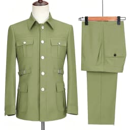 New Fashion  Men's Suits High Quality Stand Collar Single Breasted Suit Male Casual Daily Wedding Two Piece Blazer Pants Set