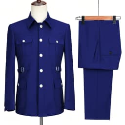 New Fashion  Men's Suits High Quality Stand Collar Single Breasted Suit Male Casual Daily Wedding Two Piece Blazer Pants Set
