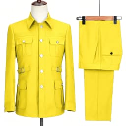 New Fashion  Men's Suits High Quality Stand Collar Single Breasted Suit Male Casual Daily Wedding Two Piece Blazer Pants Set