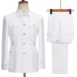 New Fashion  Men's Suits High Quality Stand Collar Single Breasted Suit Male Casual Daily Wedding Two Piece Blazer Pants Set
