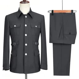 New Fashion  Men's Suits High Quality Stand Collar Single Breasted Suit Male Casual Daily Wedding Two Piece Blazer Pants Set