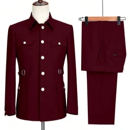 New Fashion  Men's Suits High Quality Stand Collar Single Breasted Suit Male Casual Daily Wedding Two Piece Blazer Pants Set