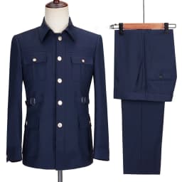 New Fashion  Men's Suits High Quality Stand Collar Single Breasted Suit Male Casual Daily Wedding Two Piece Blazer Pants Set