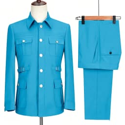 New Fashion  Men's Suits High Quality Stand Collar Single Breasted Suit Male Casual Daily Wedding Two Piece Blazer Pants Set