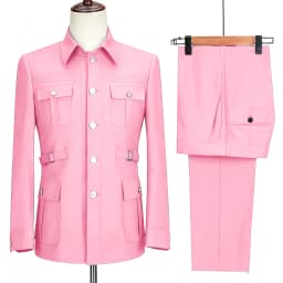 New Fashion  Men's Suits High Quality Stand Collar Single Breasted Suit Male Casual Daily Wedding Two Piece Blazer Pants Set