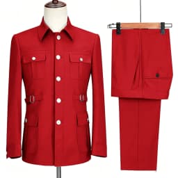 New Fashion  Men's Suits High Quality Stand Collar Single Breasted Suit Male Casual Daily Wedding Two Piece Blazer Pants Set
