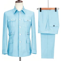 New Fashion  Men's Suits High Quality Stand Collar Single Breasted Suit Male Casual Daily Wedding Two Piece Blazer Pants Set
