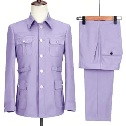 New Fashion  Men's Suits High Quality Stand Collar Single Breasted Suit Male Casual Daily Wedding Two Piece Blazer Pants Set