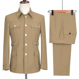 New Fashion  Men's Suits High Quality Stand Collar Single Breasted Suit Male Casual Daily Wedding Two Piece Blazer Pants Set