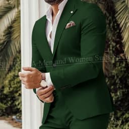 Four Seasons Men's Beige Suits Classic Style Peaked Collar Single Breasted Clothing Trouser Coat for Wedding Party Costume Homme