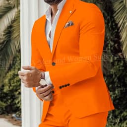 Four Seasons Men's Beige Suits Classic Style Peaked Collar Single Breasted Clothing Trouser Coat for Wedding Party Costume Homme