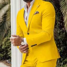 Four Seasons Men's Beige Suits Classic Style Peaked Collar Single Breasted Clothing Trouser Coat for Wedding Party Costume Homme