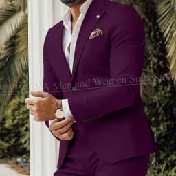 Four Seasons Men's Beige Suits Classic Style Peaked Collar Single Breasted Clothing Trouser Coat for Wedding Party Costume Homme