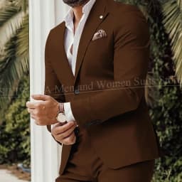 Four Seasons Men's Beige Suits Classic Style Peaked Collar Single Breasted Clothing Trouser Coat for Wedding Party Costume Homme