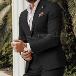 Four Seasons Men's Beige Suits Classic Style Peaked Collar Single Breasted Clothing Trouser Coat for Wedding Party Costume Homme